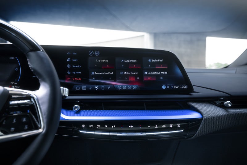 The 2026 OPTIQ-V Display Screen Displaying the V-Mode Settings | Cincinnati Cadillac in Cincinnati OH