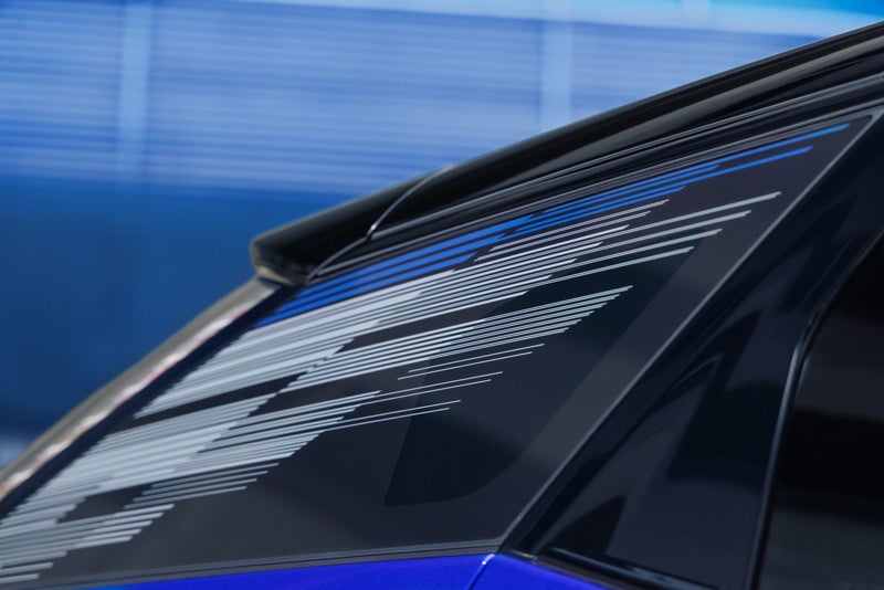 Close-up of the Modern Pattern on the 2026 OPTIQ-V Rear Quarter Glass | Cincinnati Cadillac in Cincinnati OH